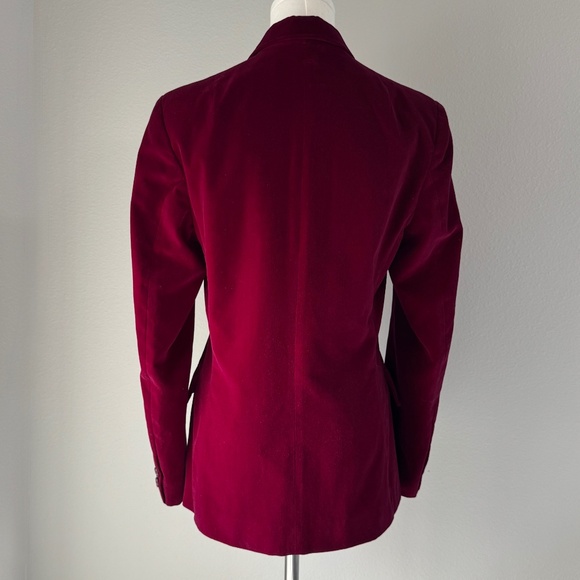 Vtg Mulberry Street Velvet Blazer Size 9/10 Wine Berry Red Holiday Party Preppy - Picture 14 of 15